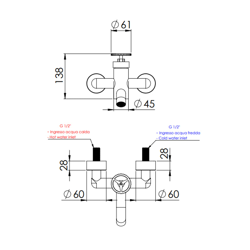 Miscelatore vasca esterno senza set doccia - serie Chrono