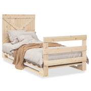 Letto singolo | Letto per adulti | Giroletto con Testiera 90x200 cm in Legno Massello di Pino