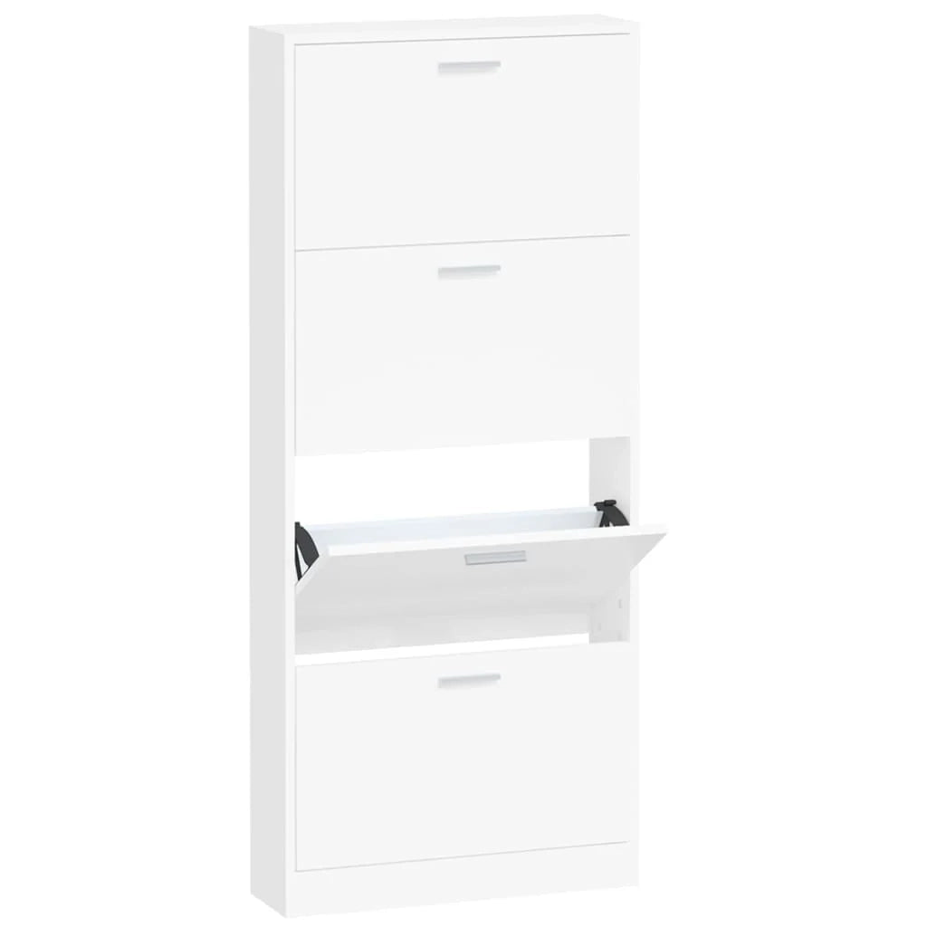 Scarpiera mobile contenitore per scarpe mobile per ingresso/corridoio/soggiorno 59 x 17 x 150 cm legno ingegnerizzato bianco 02_0021472