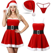 Abito da Natale per Donna - Rosso - Abito da Sera in Velluto - Abito da Festa per Donna - Accessori da Natale - Intimo Romantico - Ideale per Feste - Abito da Natale