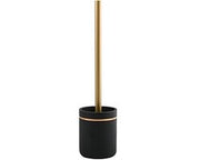 Set di spazzole per il water toilette in resina poliesterica, matto nero, oro, nero, medio