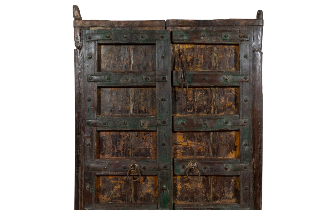 Biscottini Porta portone in legno massello e ferro da interno o da esterno vecchia e antica medievale