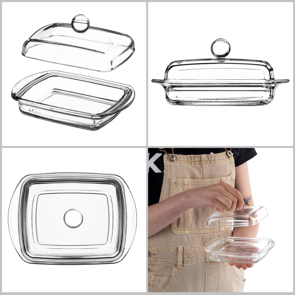 Burriera KADAX con coperchio per contenitore in vetro da 16 cm, classica