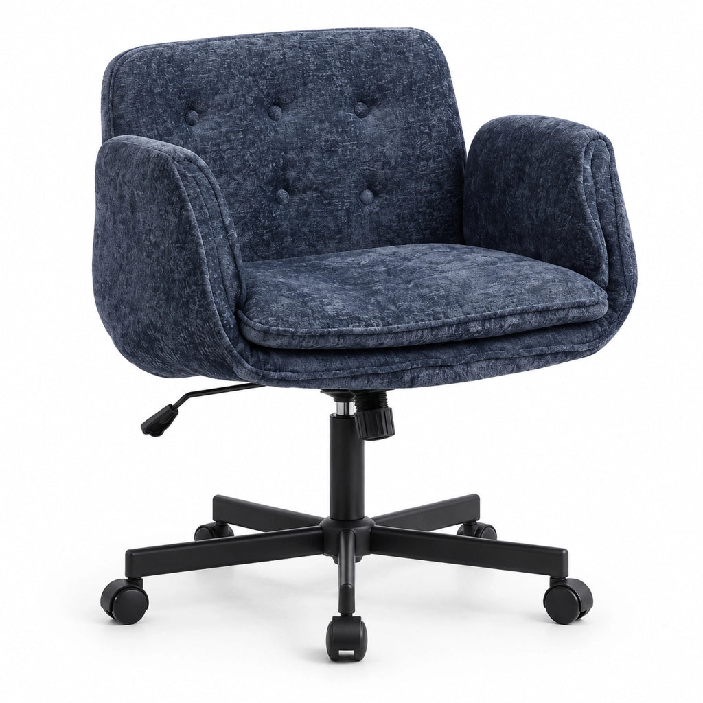 Sedia da Ufficio in Tessuto con Braccioli Regolabili; Blu; per Studio e Camera da Letto