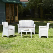 Salottino Outdoor Alesandro, set Salotto da Esterno 4 Posti Made in Italy, Bianco