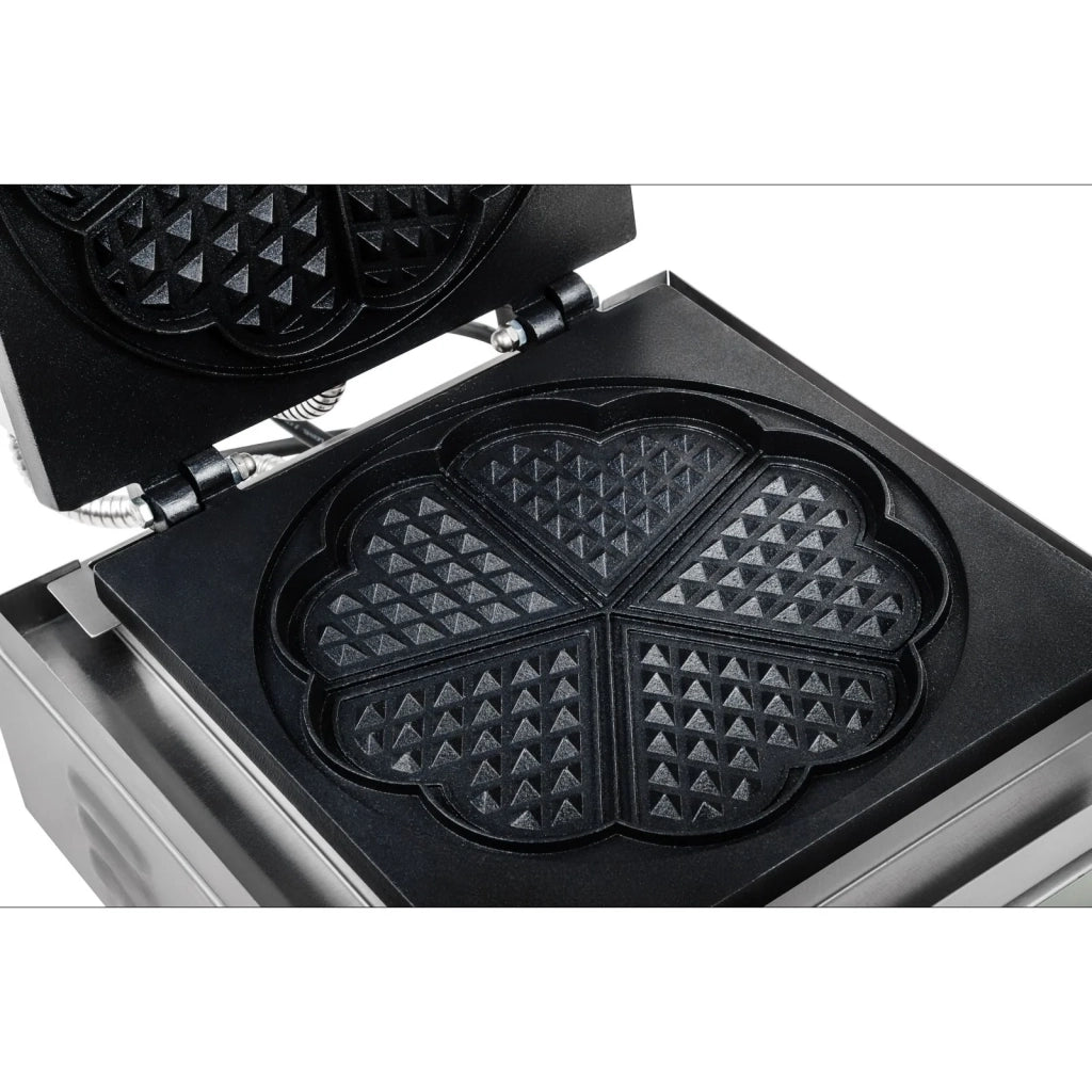 Piastra per waffle professionale rotonda in teflon a forma di cuore 1 x 1500 watt 3614062