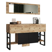 Alleghe, Consolle Specchio Incluso, 139x43x84h cm Marrone Quercia
