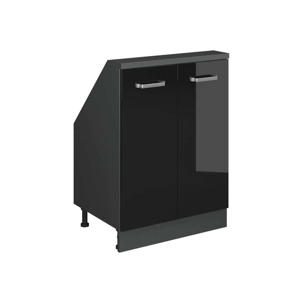 Mobile cucina sottotetto R-Line Nero lucido/Antracite 60 cm con 2 porte Vicco