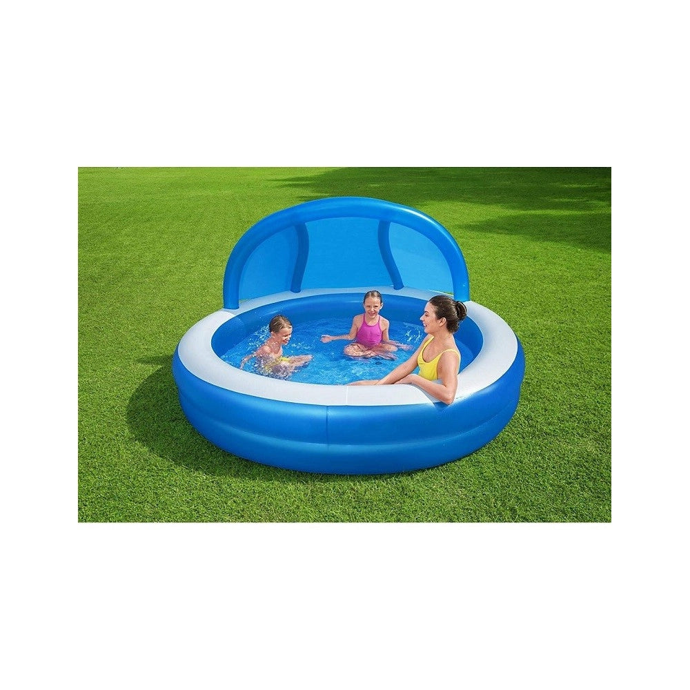 Trade Shop - Piscina Familiare 241x241x140 Cm Gonfiabile Rotonda Con Tettuccio Seduta 54337 -
