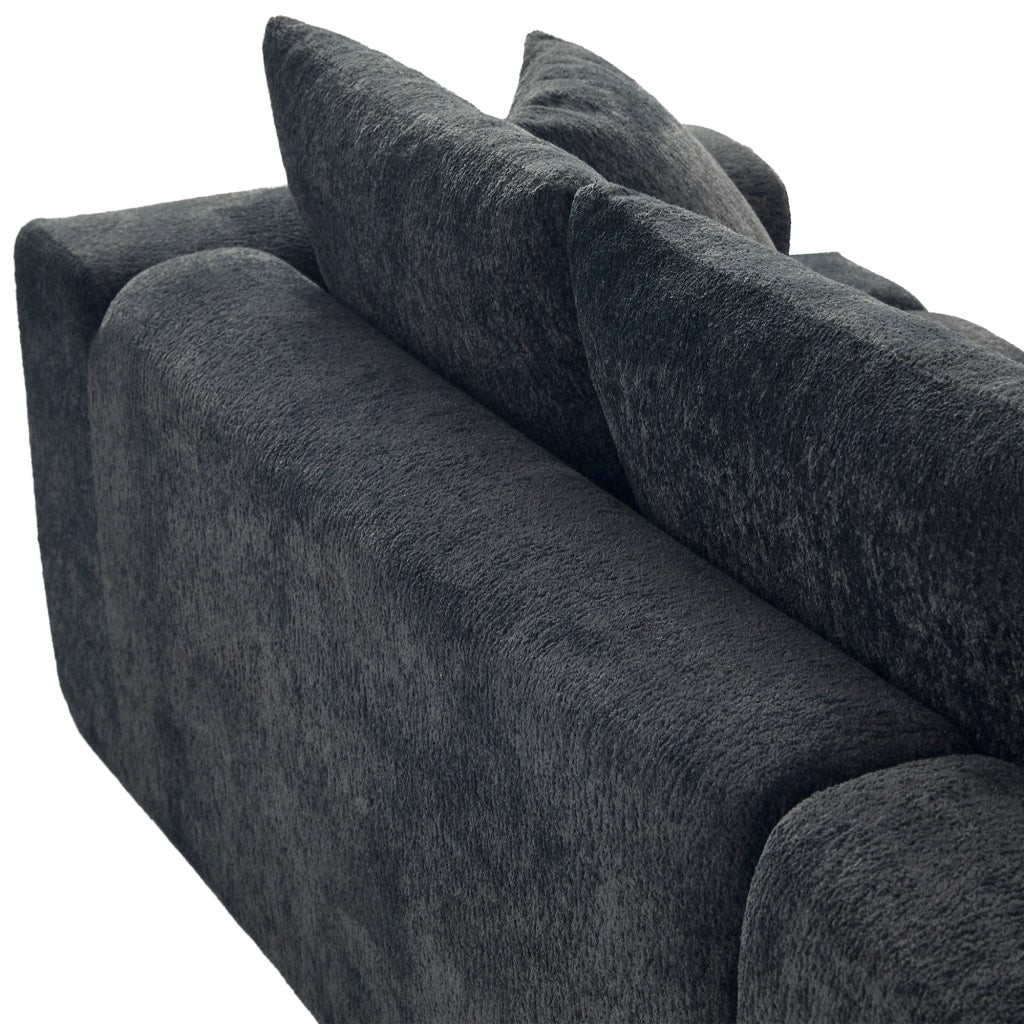 Divano angolare convertibile a L; stile moderno; nero e grigio