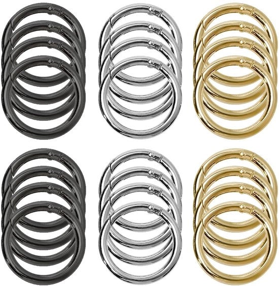 Haken a karabina 24 pezzi - Haken a forma rotonda - Acciaio inox - Leggero - Resistente alla corrosione - Adatto per attrezzi e accessori