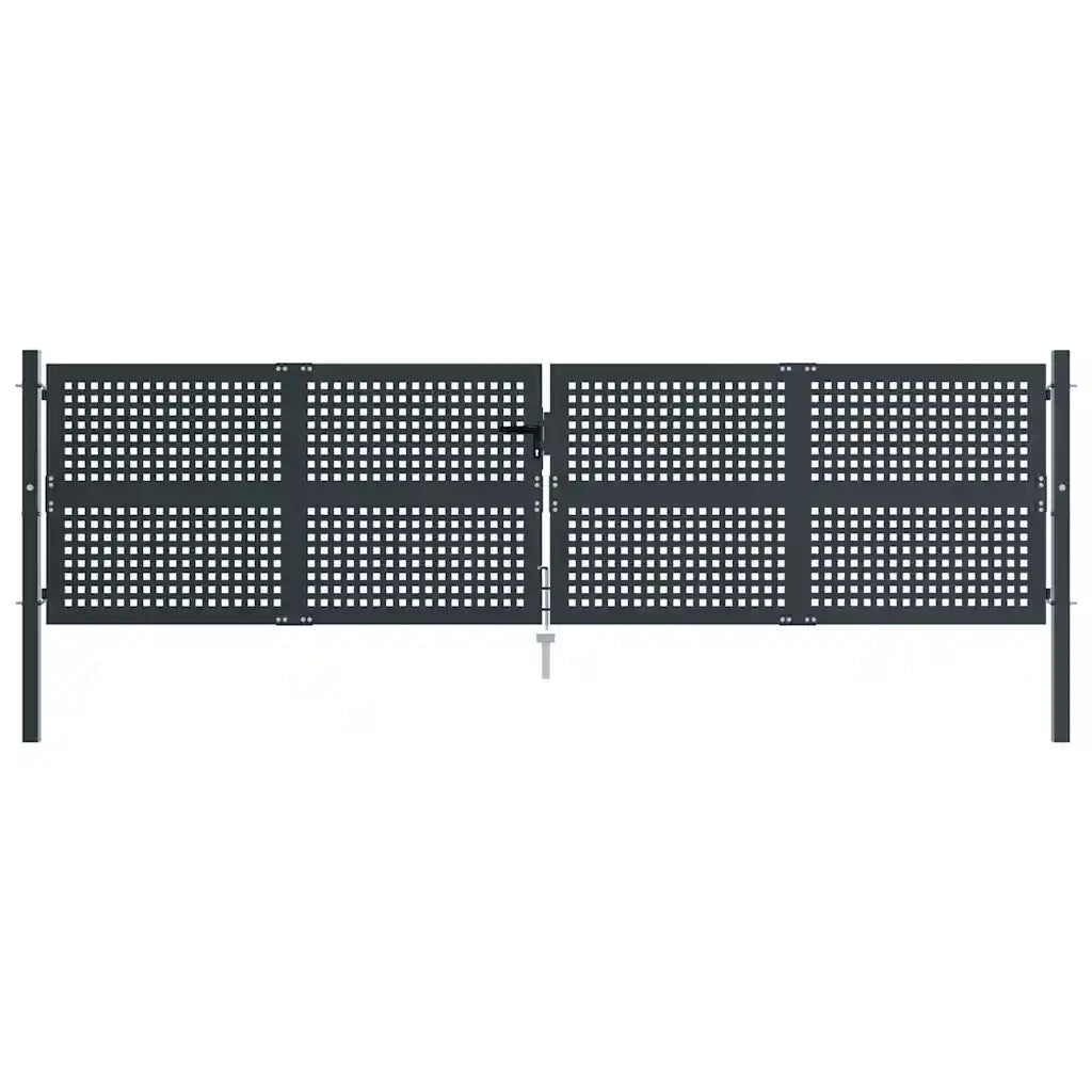 Cancello da Giardino Antracite 400x125 cm in Acciaio 154571