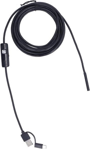 Endoscopio a 3 in 1 con Camera e Luce, Acqua Resistente, 5m di Lunghezza - Connettori USB Tipo C
