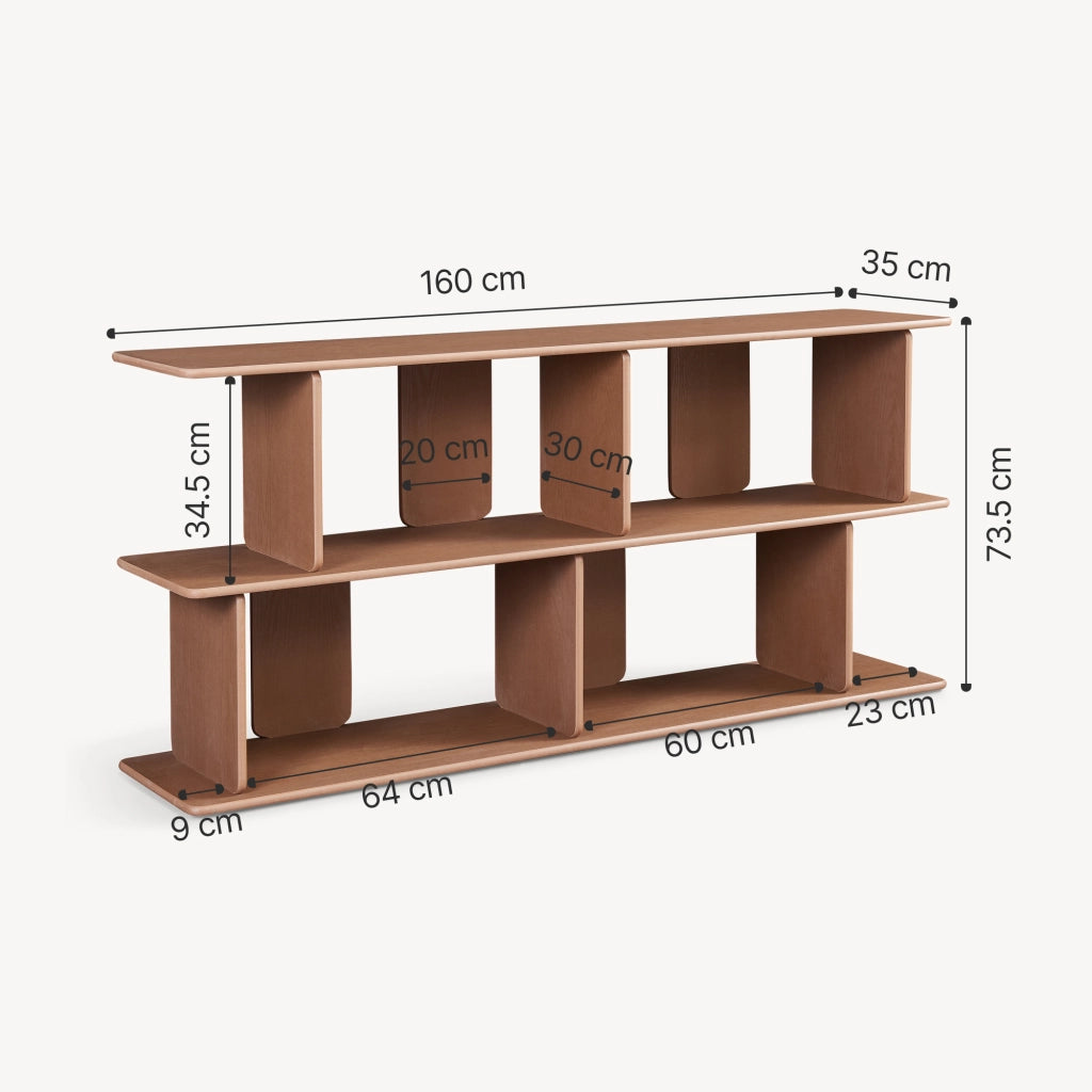 Scaffale da Terra Gäljami con 4 Scomparti Aperti 160 x 35 x 74 cm - Effetto Noce [en.casa]