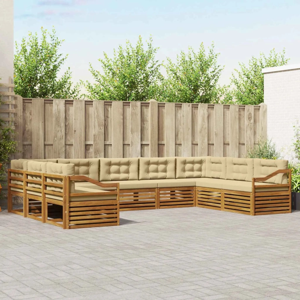 Set di divani da esterno con cuscino 9 pcs Naturale e Beige