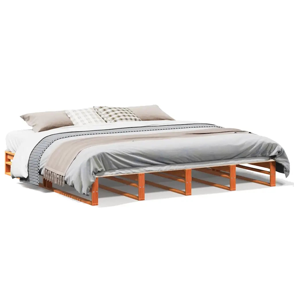 Letto senza Materasso Marrone Cera 200x200 cm in Legno di Pino