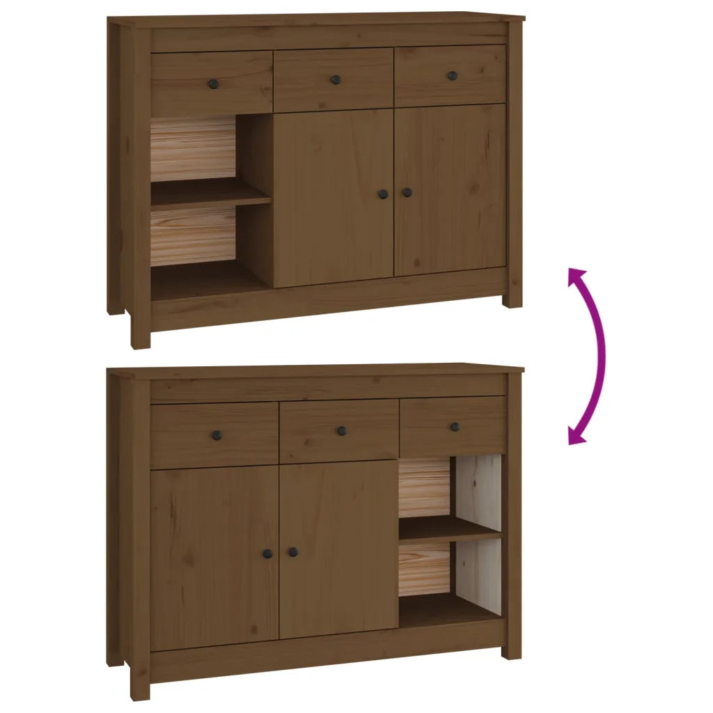 Credenza | Madia | Buffet da pranzo | Armadio da pranzo Marrone Ambrato 100x35x74 cm in Legno Massello di Pino