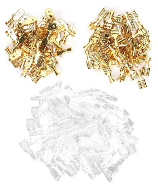 Set di terminali per cavi e fili elettrici Allecto plus - 50 paia di terminali a spazzolo 6,3 mm