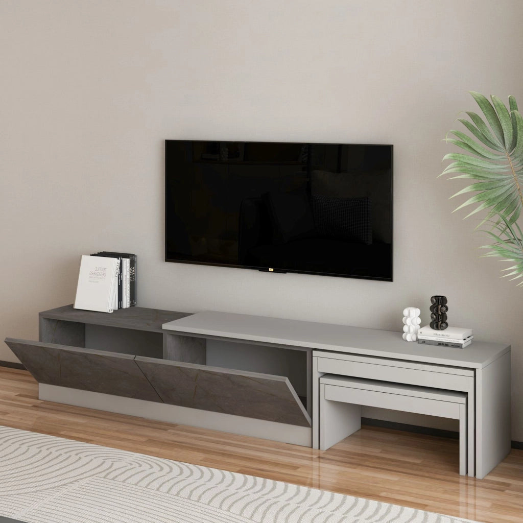 Porta TV in legno "Nest" - 180 x 30 x 36 cm - Grigio