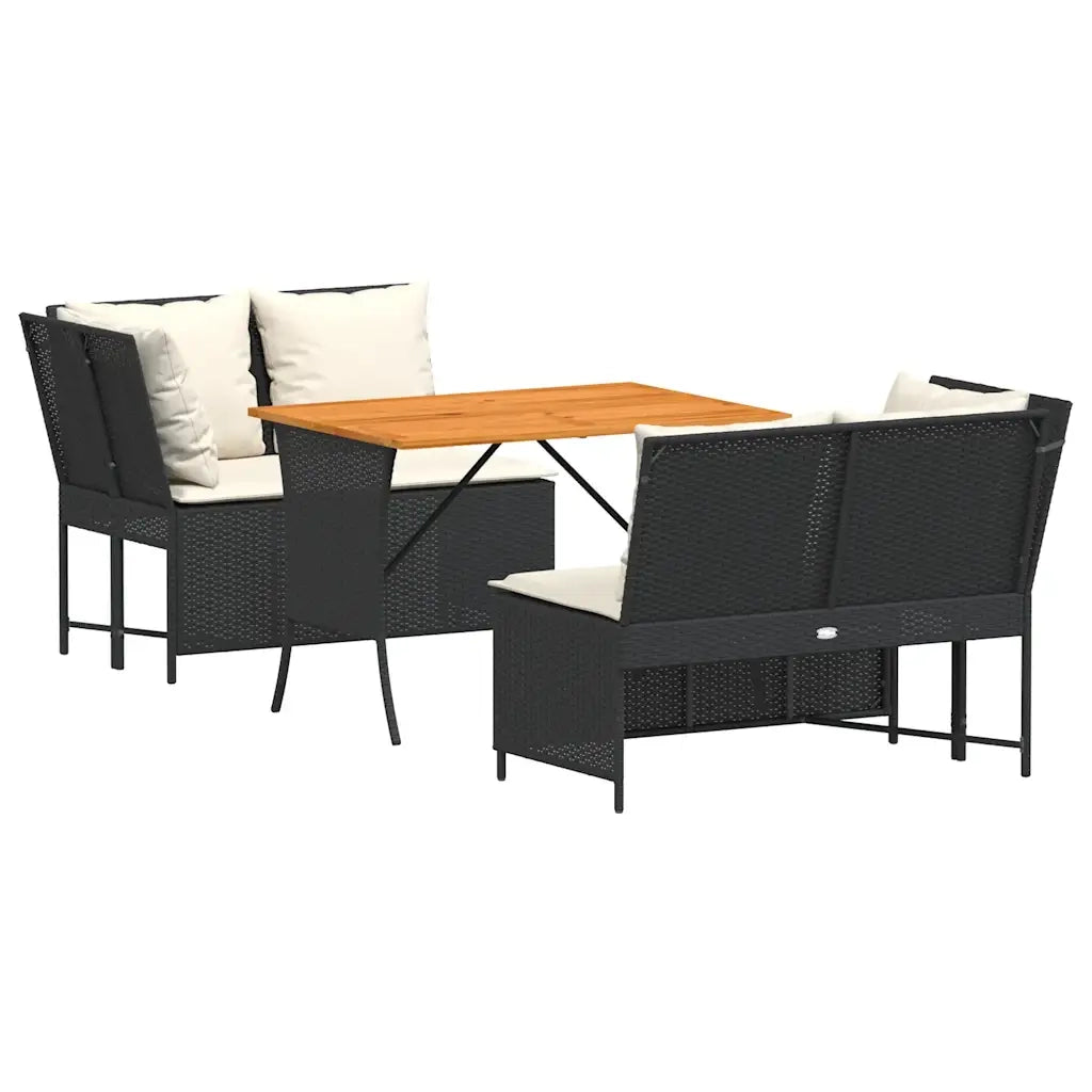 Set Divani da Giardino 3 pz | Set Salotto da Giardino con Cuscini in Polyrattan Nero