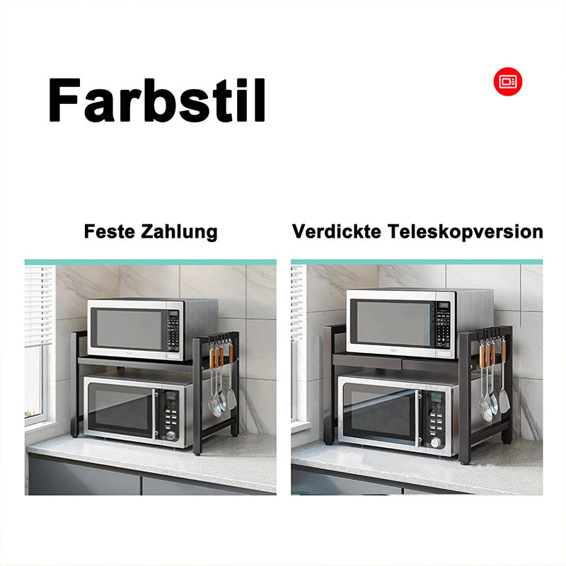 Scaffale da cucina estensibile per microonde 40-64 cm con 6 ganci
