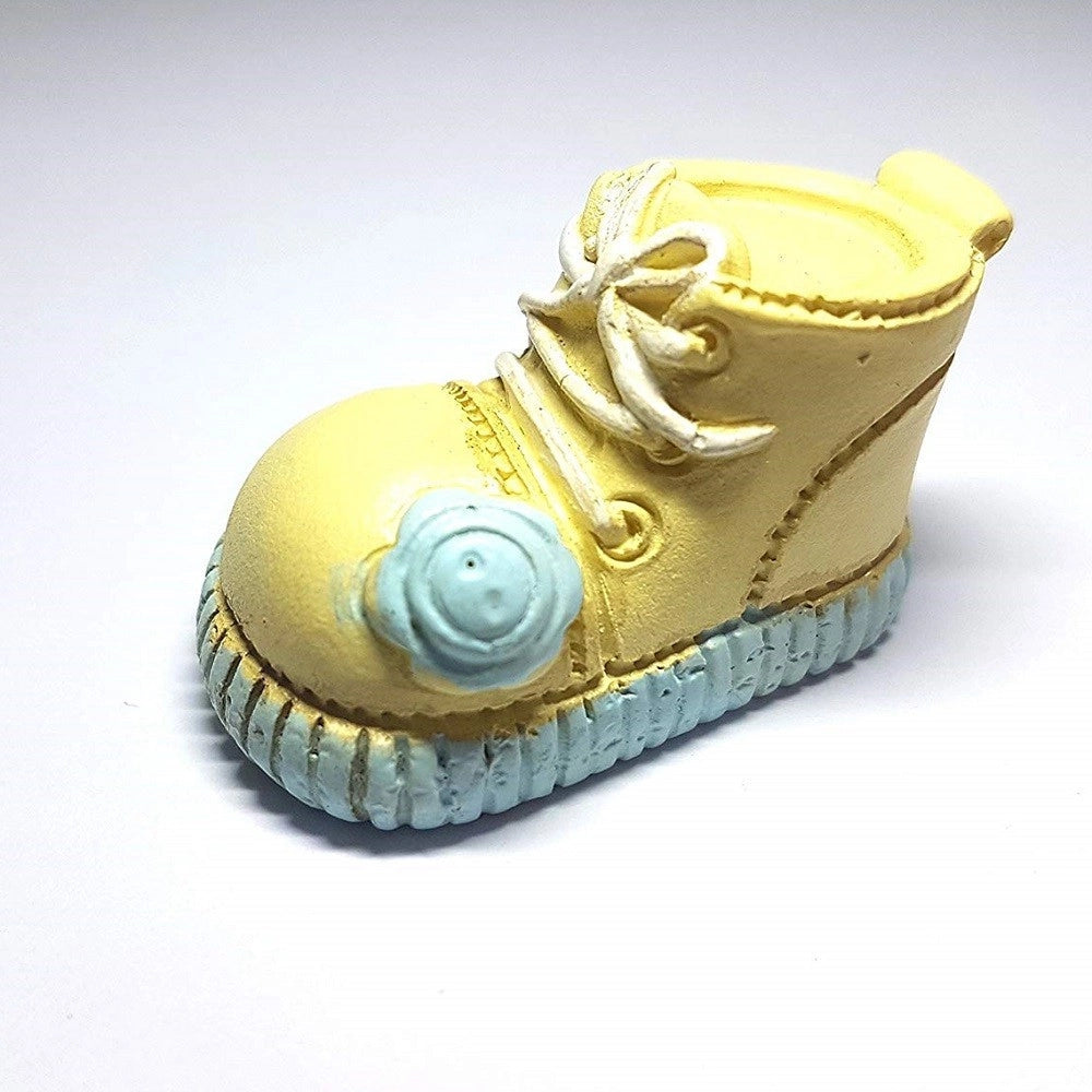 Trade Shop - Set 12pz Bomboniera Scarpa Azzurra 3d Bambino Ceramica Appoggio Battesimo Nascita -