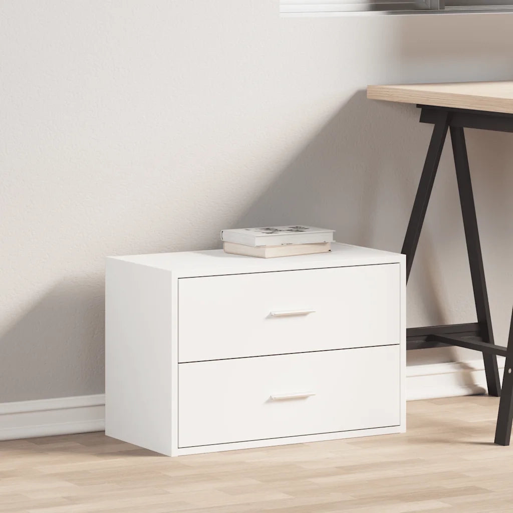 Armadio con 2 Cassetti Bianco 60x31x40 cm in Legno Multistrato