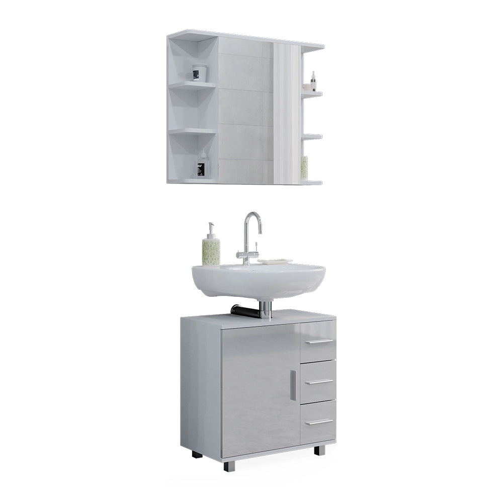 Vicco Set mobili bagno Bianco lucido 2 parti