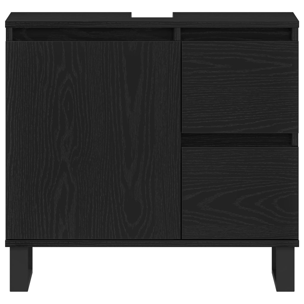 Mobile bagno vitaXL Nero Rovere 65x33x60 cm Legno ingegnerizzato