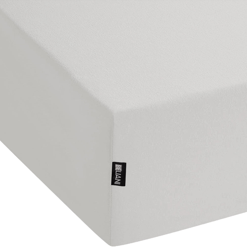 Lenzuolo con angoli cotone grigio chiaro 180 x 200 cm con bordi elastici modello classico a tinta unita camera da letto classica
