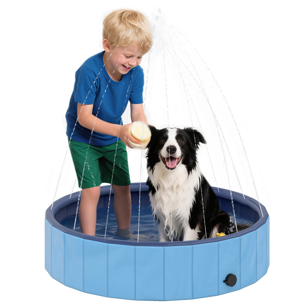 Piscina per cani pieghevole ¨C zephmum ¨C PVC antiscivolo ?100x30 cm blu chiaro