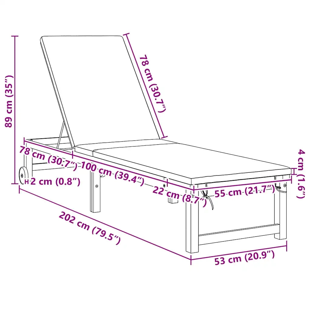 Lettino da sole 2 pcs Marrone 202 x 53 x 89 cm 3333830