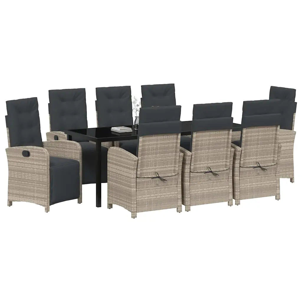 Set da Pranzo per Giardino 9 pcs Grigio chiaro polyrattan 3380350