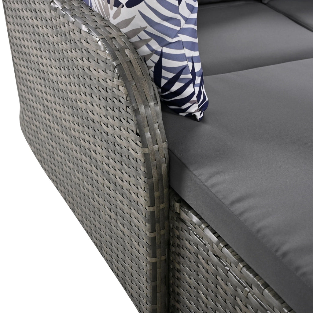 Sonneninsel Doppia da Giardino Set ¨C MINIMAL ¨C Polyrattan Grigio con Baldacchino e 4 Cuscini