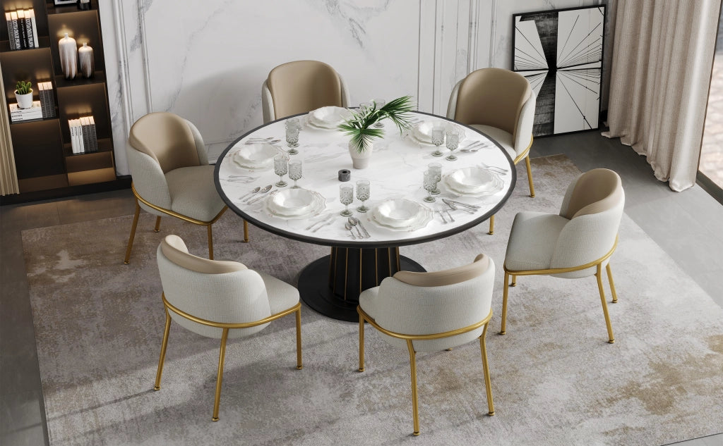 SEDIA da pranzo minimalista Beige in metallo e legno