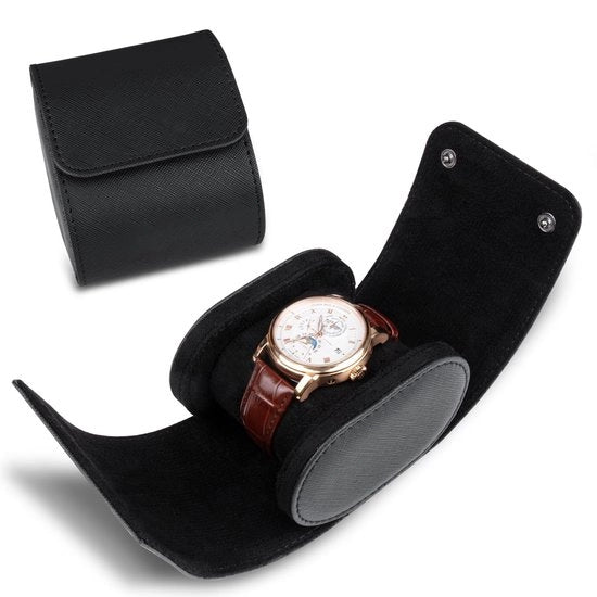 Cassafissa orologio - Cassetta orologio cilindrica - Box orologio - Supporto morbido - Chiusura robusta - Pelle lussuosa - Cassafissa orologio cilindrica
