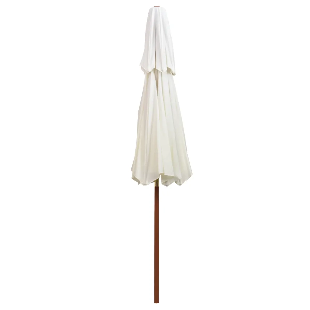 Ombrellone 2 Livelli 270x270 cm con Palo in Legno Bianco Crema 42964