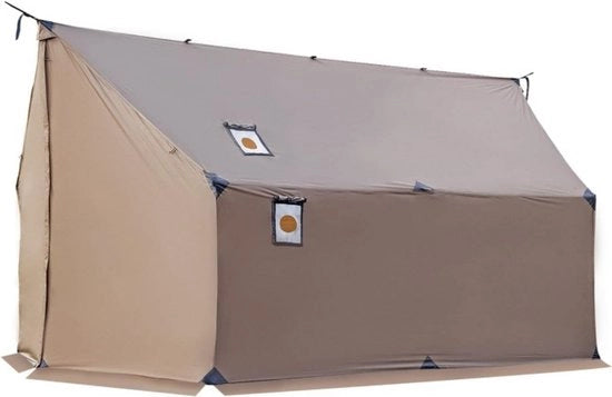 Tenda da Campeggio - Ombrello Solare - Tela di Ripstop - Impermeabile - Leggero - Duraturo - per Campeggio - Escursionismo - Emergenza - 70D Nylon - 3 x 3 m - Cuoio Scuro