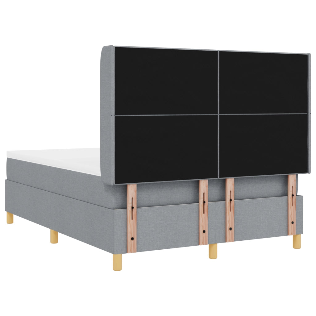 Letto box spring  con materasso e luce LED grigio chiaro 160x200 cm in tessuto