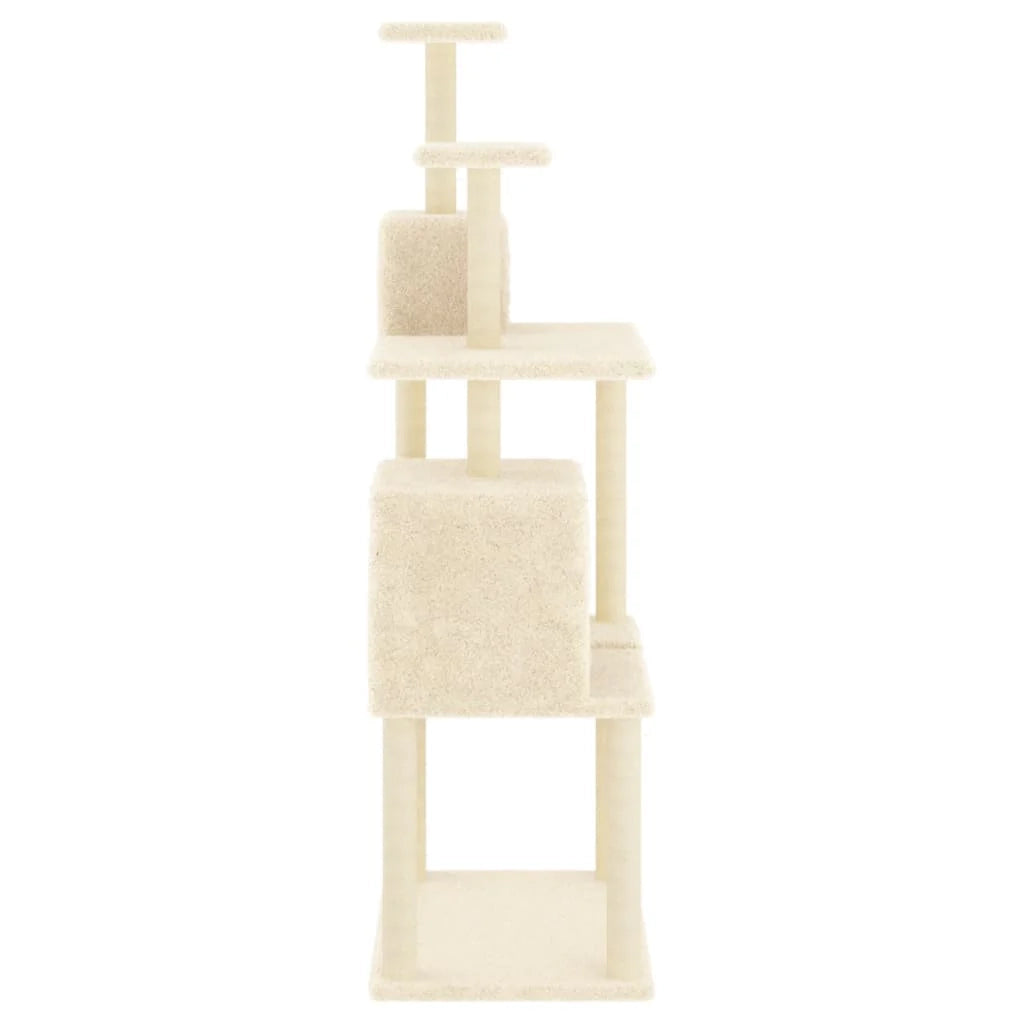 Tiragraffi per gatti torre per arrampicata giocattolo piattaforma per arrampicata con tiragraffi in sisal 167 cm crema 02_0022494