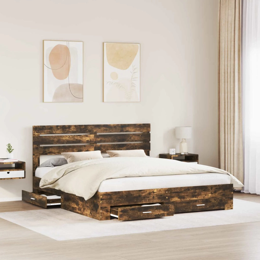 Struttura del letto Rovere fumé 200 x 200 cm Legno multistrato 3411612