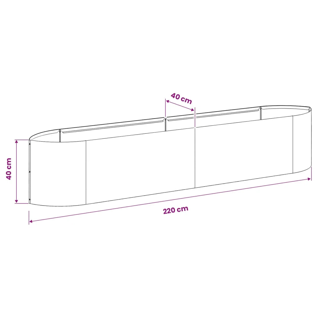 Letto rialzato da giardino Bianco 220 x 40 x 40 cm Acciaio 8011720