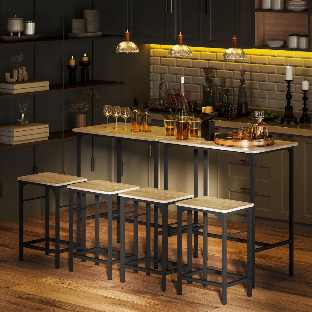 Set tavolo bar con 2 sgabelli ¨C Xylo ¨C telaio acciaio effetto legno naturale
