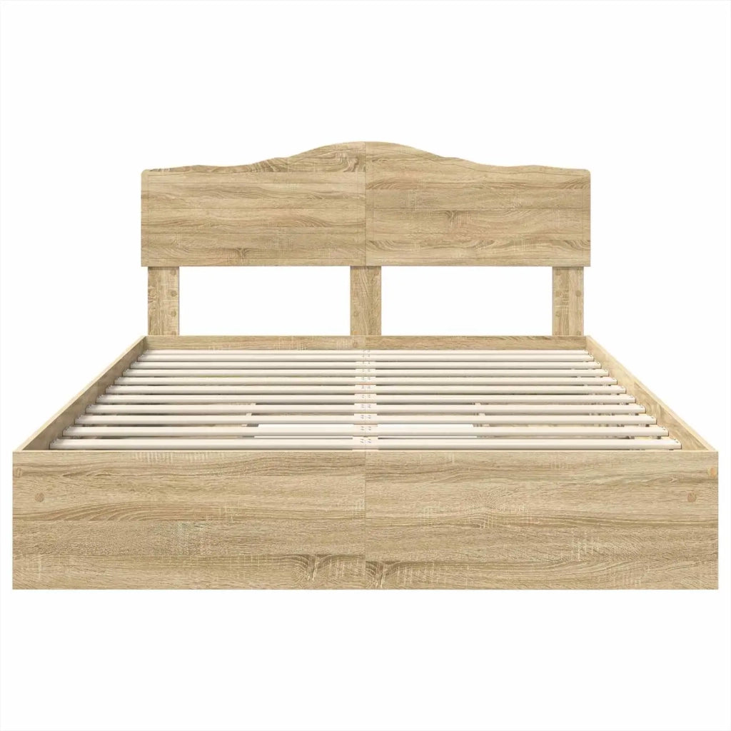 Letto con Contenitore con testiera Rovere Sonoma 140 x 200 cm
