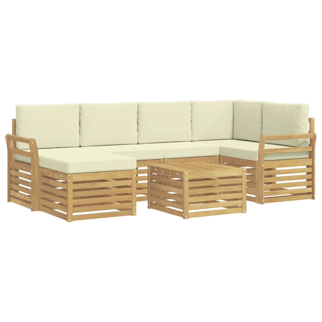 Set di divani da esterno 7 pcs Bianco e Crema Poliestere 3392155