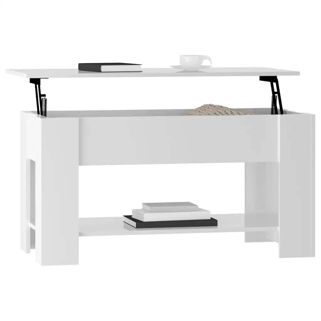 Tavolino da Salotto Bianco Lucido 101x49x52cm Legno Multistrato