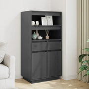 Credenza-Buffet-Armadio da cucina Grigia 60x40x116,5 cm in Legno Massello di Pino