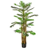 Palma Artificiale in Vaso con 42 Foglie, Pianta Finta Realistica per Interno ed Esterno, 185cm