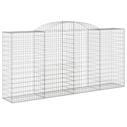 Cesto gabbione recinzione a gabbia muro di contenimento ad arco 300 x 50 x 140/160 cm ferro zincato argento 02_0040060
