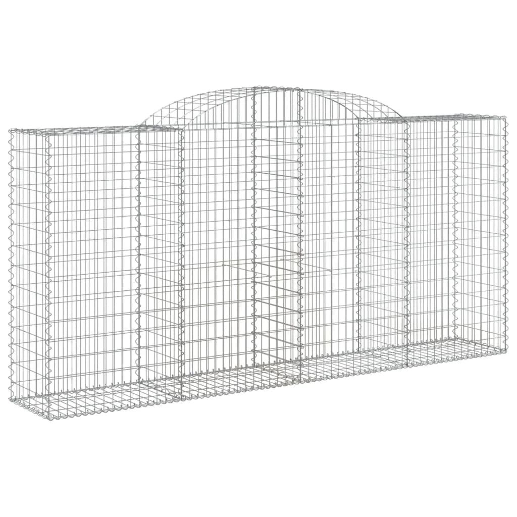 Cesto gabbione recinzione a gabbia muro di contenimento ad arco 300 x 50 x 140/160 cm ferro zincato argento 02_0040060